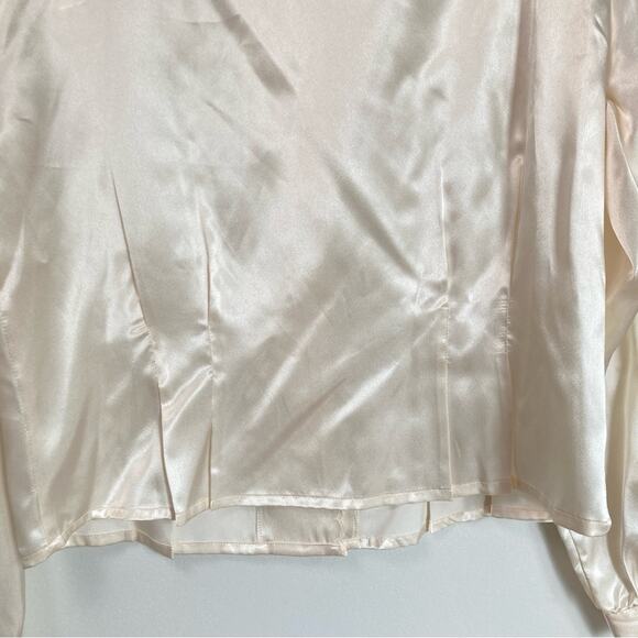 Vintage Deadstock Womens L Ivory Embroidered Satin Button Up Blouse Fairy Angel - Picture 6 of 8